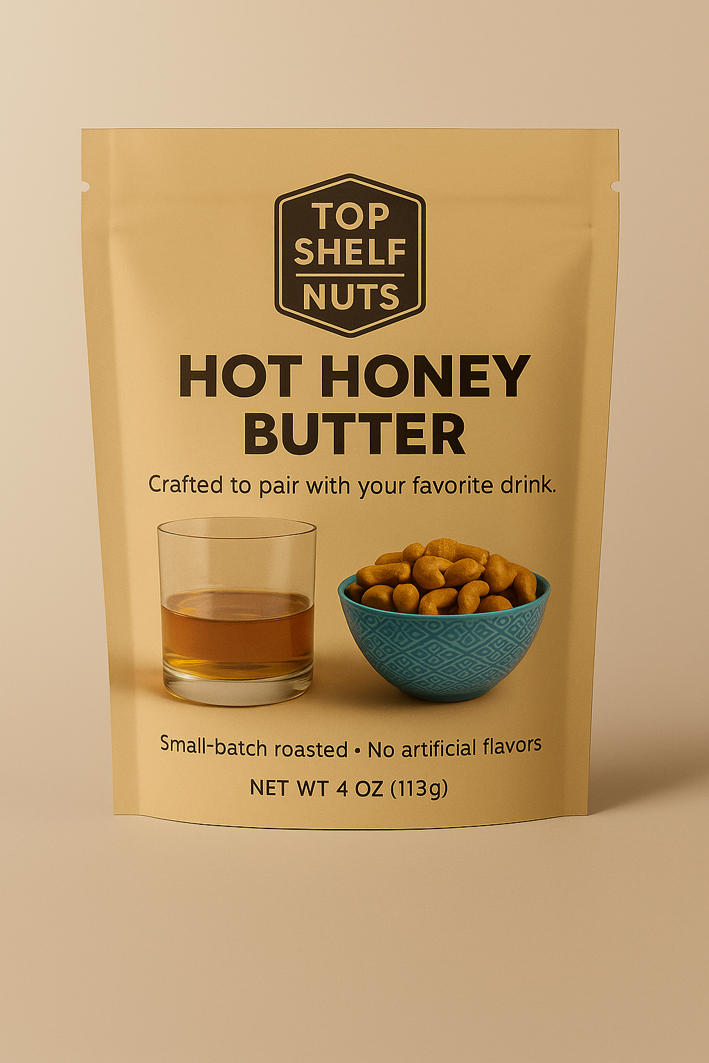 Hot Honey Butter pouch with drink pairing