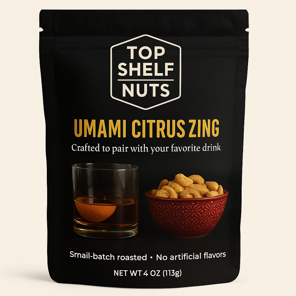 Umami Citrus Zing pouch with drink pairing